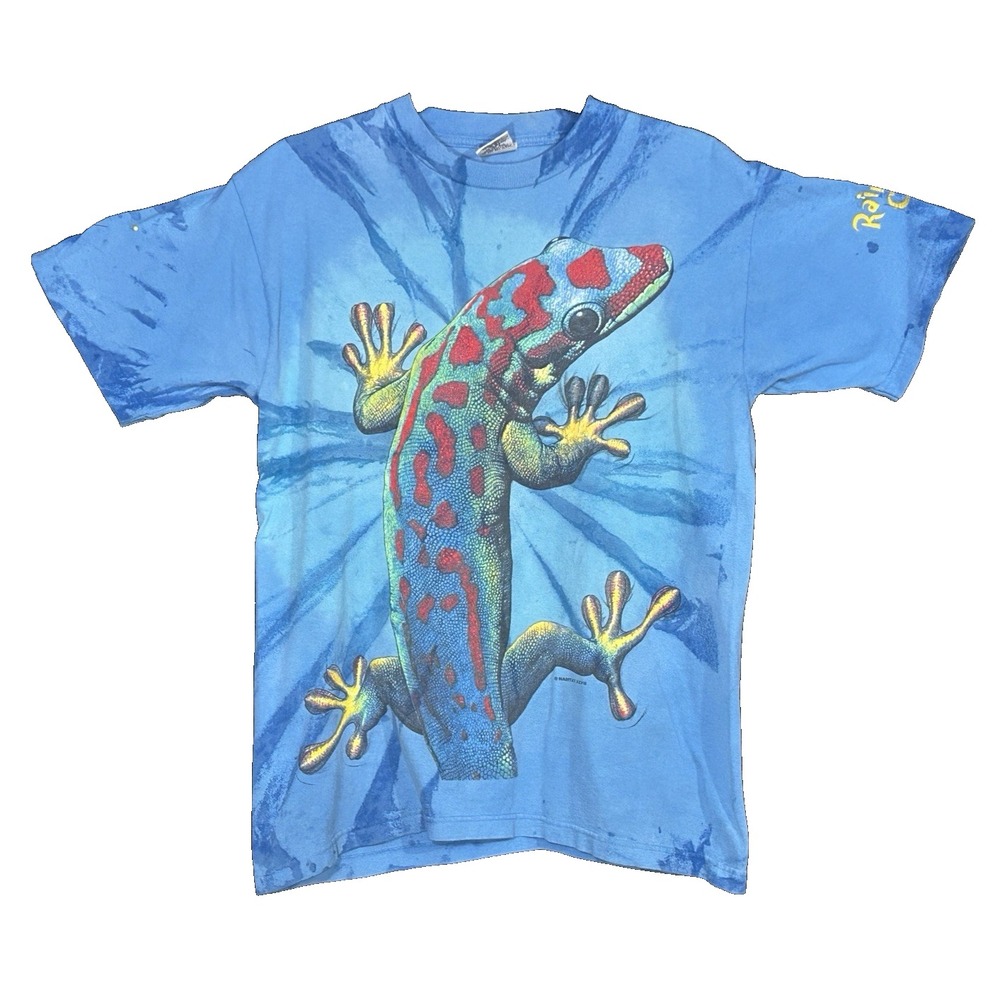 Vintage 90s Rainforest Cafe Gecko Lizard Tie Dye T Shirt USA Medium